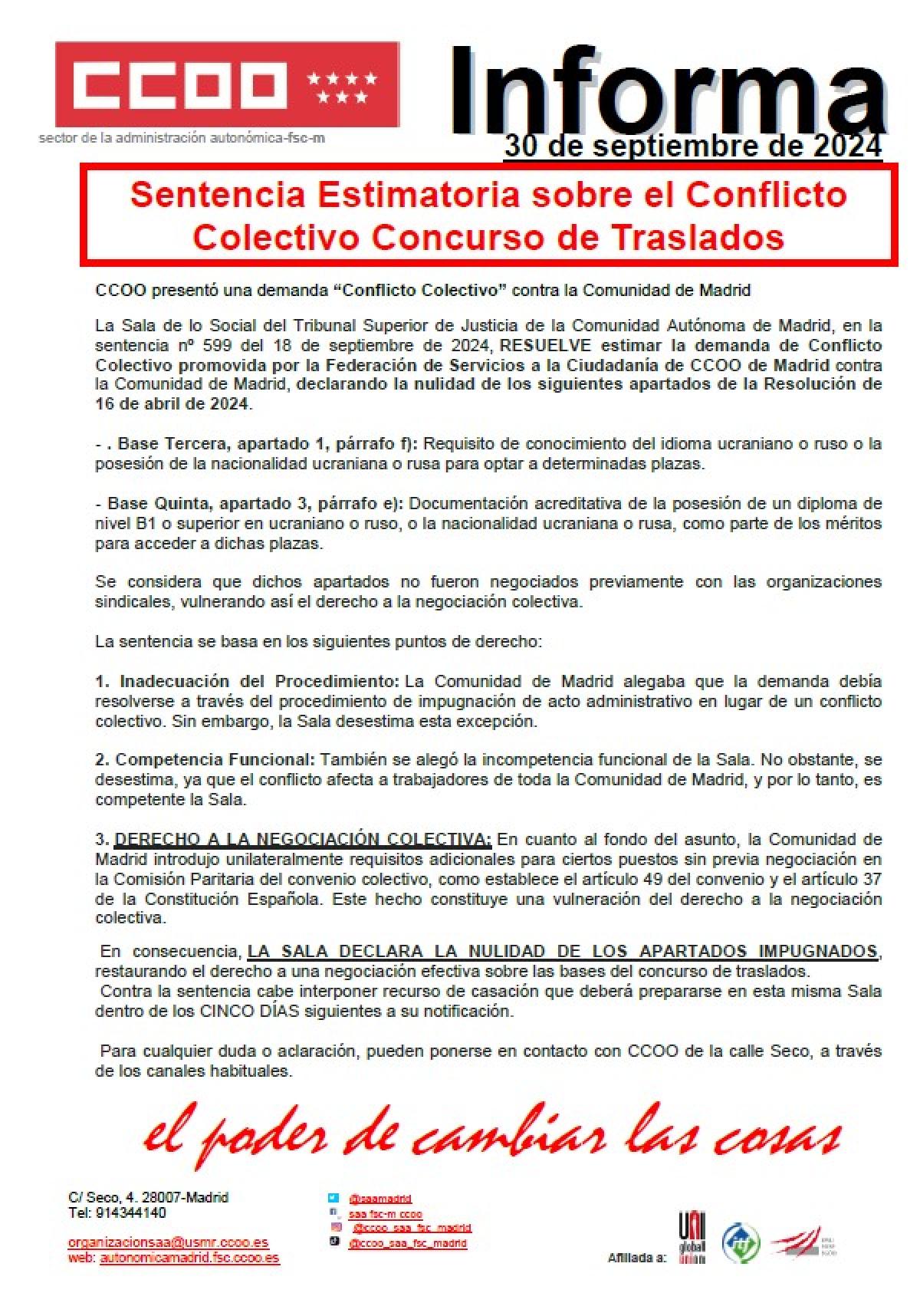 Conflicto Colectivo Concurso Traslados 30092024